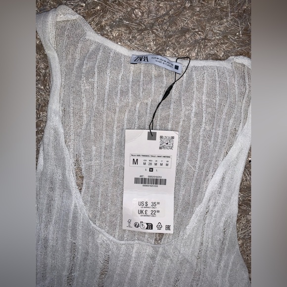 Zara Sheer White Tank Top - size Medium - NWT - Picture 3 of 3